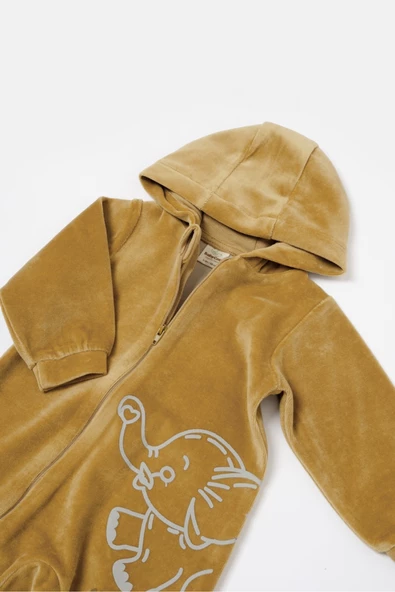 Bebek Kapüşonlu Fermuarlı Tulum, %80 Organik Pamuk & %20 Polyester, Bebek ve Yenidoğan Serisi - CSYK6045 - 6