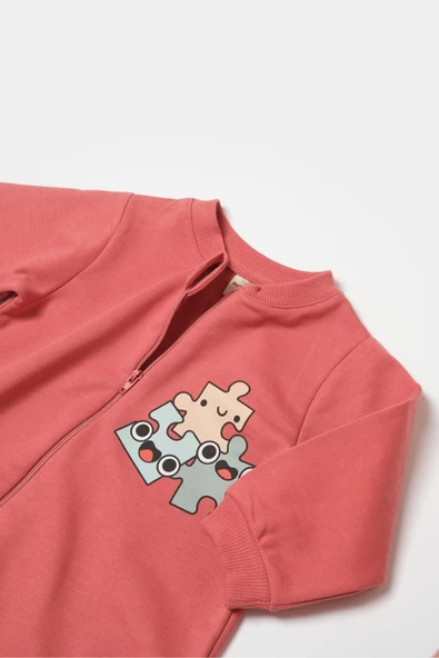 Bebek Fermuarlı Tulum, %100 Organik Pamuk, Bebek ve Yenidoğan Serisi - CSY8030 - 5