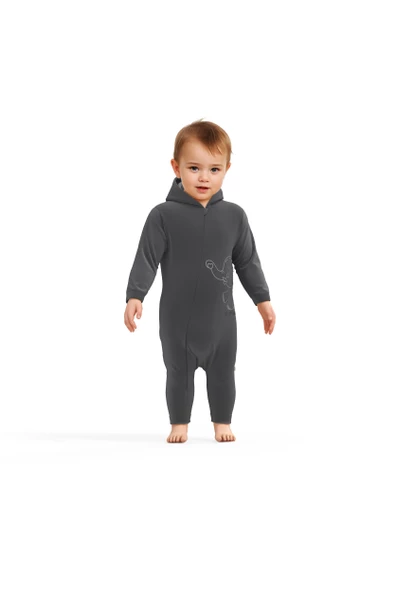 Bebek Kapüşonlu Fermuarlı Tulum, %80 Organik Pamuk & %20 Polyester, Bebek ve Yenidoğan Serisi - CSYK6046 - 2