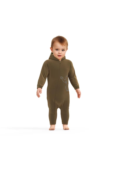Bebek Kapüşonlu Fermuarlı Tulum, %80 Organik Pamuk & %20 Polyester, Bebek ve Yenidoğan Serisi - CSYK6045 - 2