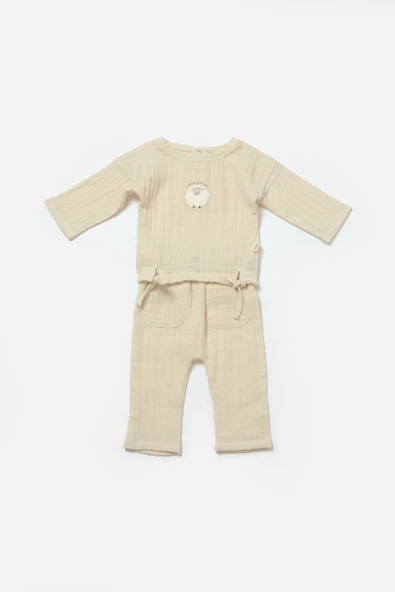 Bebek Uzun Kollu Tişört ve Pantolon Takım, %100 Pamuk, Bebek ve Yenidoğan Serisi - CSYM7024 - 2
