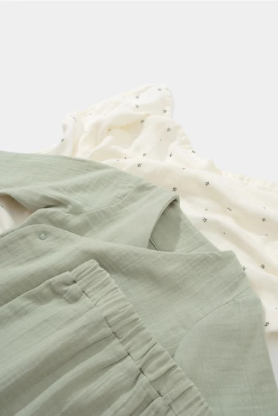 Bebek Kruvaze Uzun Kollu Tişört ve Pantolon Takım, %100% pamuk, Bebek ve Yenidoğan Serisi - CSYM7014 - Resim 2