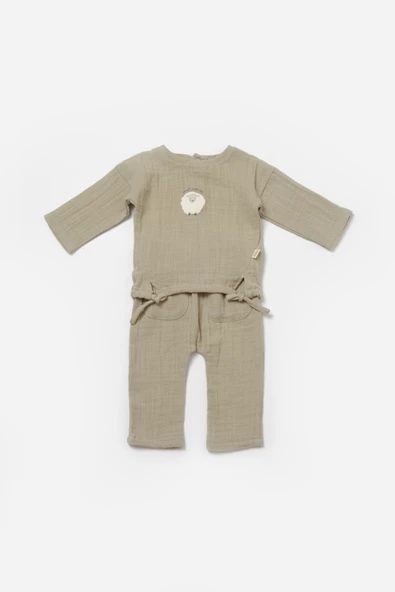 Bebek Uzun Kollu Tişört ve Pantolon Takım, %100 Pamuk, Bebek ve Yenidoğan Serisi - CSYM7025 - 2