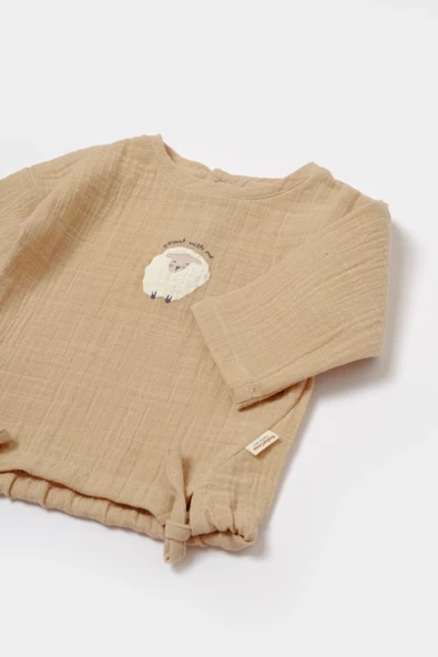 Bebek Uzun Kollu Tişört ve Pantolon Takım, %100 Pamuk, Bebek ve Yenidoğan Serisi - CSYM7026 - 5