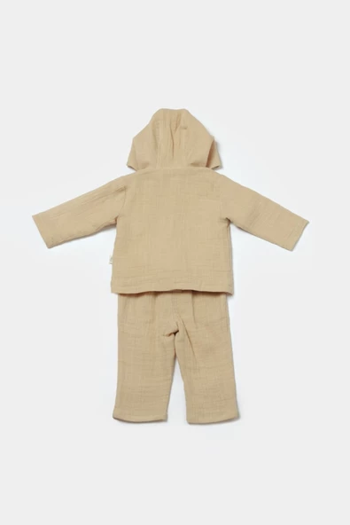 Bebek Kapüşonlu Ceket ve Pantolon Takımı, %100 Pamuk, Bebek ve Yenidoğan Serisi - CSYM7035 - 3