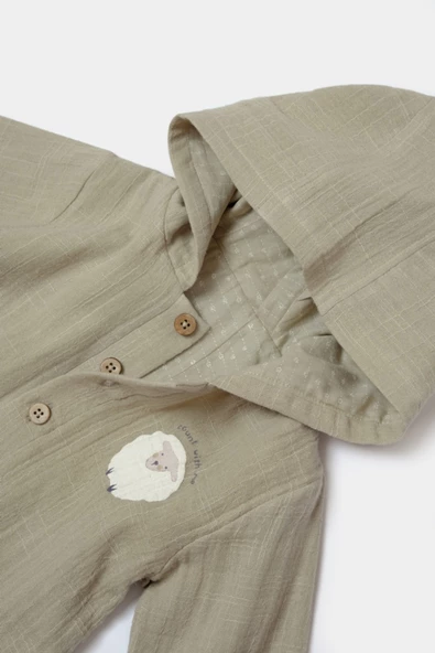 Bebek Kapüşonlu Ceket ve Pantolon Takımı, %100 Pamuk, Bebek ve Yenidoğan Serisi - CSYM7034 - 5