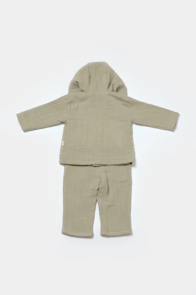Bebek Kapüşonlu Ceket ve Pantolon Takımı, %100 Pamuk, Bebek ve Yenidoğan Serisi - CSYM7034 - 3