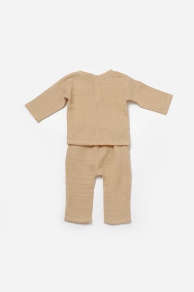 Bebek Uzun Kollu Tişört ve Pantolon Takım, %100 Pamuk, Bebek ve Yenidoğan Serisi - CSYM7026 - 3