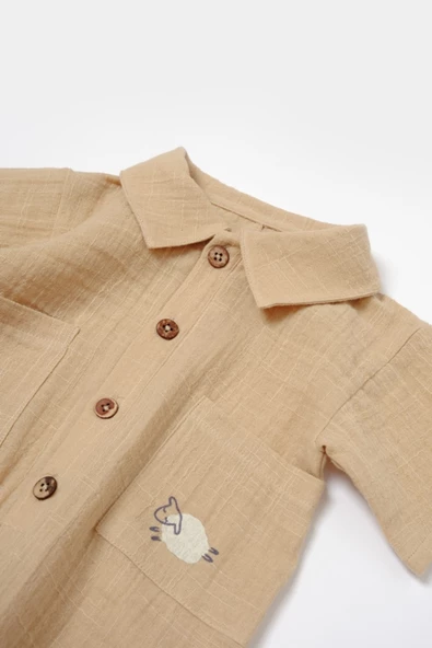 Bebek Kısa Kollu Tulum, %100 Pamuk, Bebek ve Yenidoğan Serisi - CSYM7041 - 4