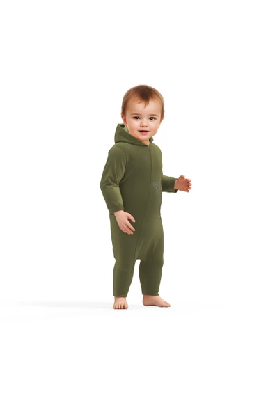 Bebek Kapüşonlu Fermuarlı Tulum, %80 Organik Pamuk & %20 Polyester, Bebek ve Yenidoğan Serisi - CSYK6043 - 3