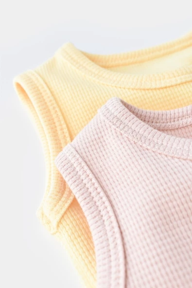 Bebek 2 Parça Kolsuz Body, %100 Organik Pamuk, Bebek ve Yenidoğan Serisi - CSYW1002 - 4