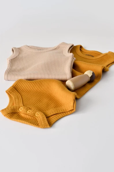 Bebek 2 Parça Kolsuz Body, %50 Modal Kumaş - %50 Organik Pamuk, Bebek ve Yenidoğan Serisi CSYM11104 - 5