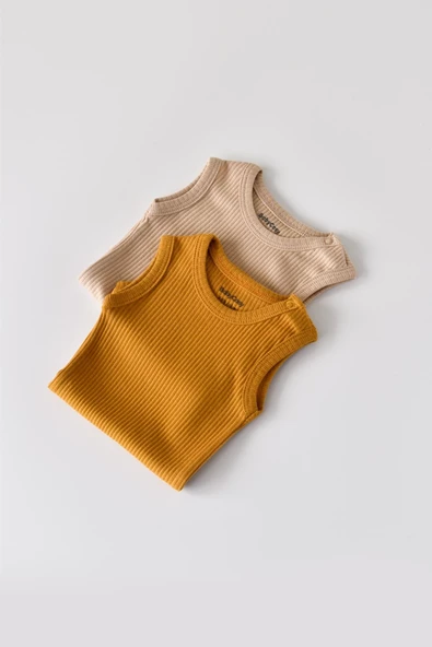 Bebek 2 Parça Kolsuz Body, %50 Modal Kumaş - %50 Organik Pamuk, Bebek ve Yenidoğan Serisi CSYM11104 - 4