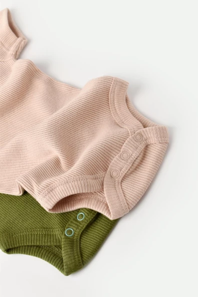 Bebek 2 Adet Kısa Kollu Body, %50 Modal Kumaş - %50 Organik Pamuk, Bebek ve Yenidoğan Serisi - CSYM11212 - 5