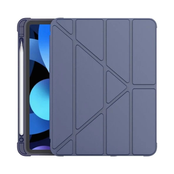 Samsung Galaxy Tab S7 Plus T970 T975 T977 Kılıf Kalem Bölmeli Trifolding Case - 7