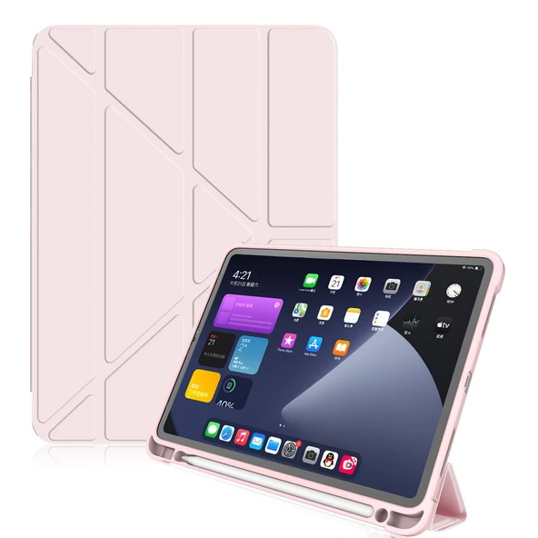 Samsung Galaxy Tab S7 Plus T970 T975 T977 Kılıf Kalem Bölmeli Trifolding Case - 4