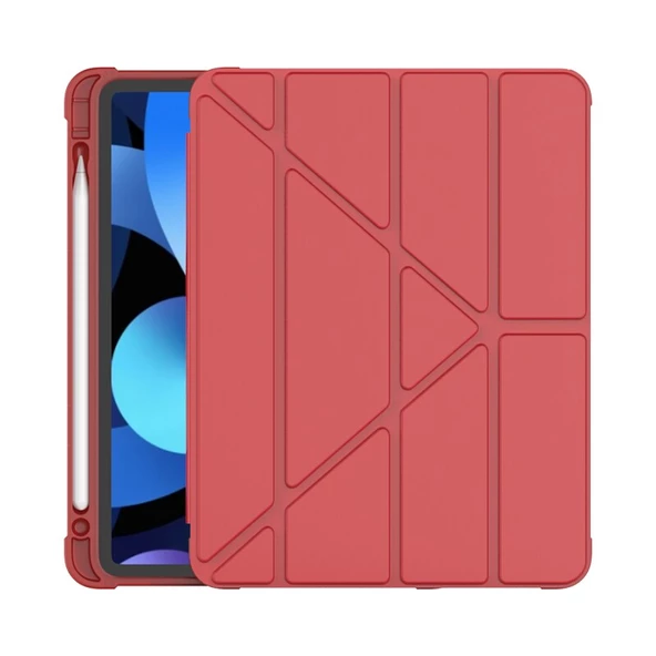 Samsung Galaxy Tab S7 Plus T970 T975 T977 Kılıf Kalem Bölmeli Trifolding Case - 5