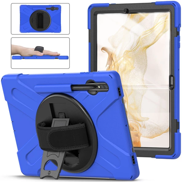 Samsung Galaxy Tab S7 Plus T970 T975 T977 Kılıf Defender Askılı Zırhlı Tank Case