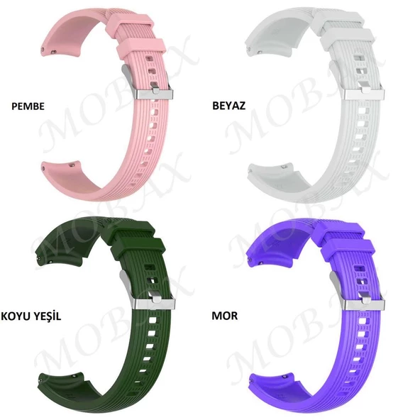 Samsung Galaxy Watch 42mm Active 2 40mm 44mm Kordon Çizgili Silikon Kordon - 2