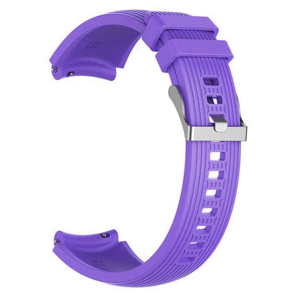 Samsung Galaxy Watch 42mm Active 2 40mm 44mm Kordon Çizgili Silikon Kordon - 11