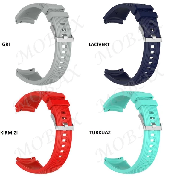 Samsung Galaxy Watch 42mm Active 2 40mm 44mm Kordon Çizgili Silikon Kordon - 3