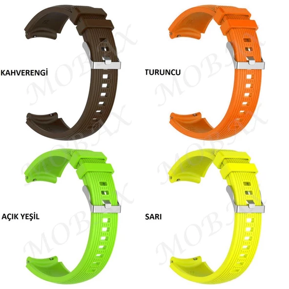 Samsung Galaxy Watch 42mm Active 2 40mm 44mm Kordon Çizgili Silikon Kordon - 4