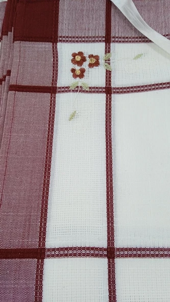 Maraş işi Green lıght Yemek Seti 10 parça krem/ BORDO - 3