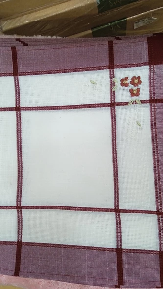 Maraş işi Green lıght Yemek Seti 10 parça krem/ BORDO - 2