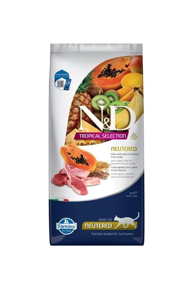 N&D Tropikal Selection Kuzulu Kısırlaştırılmış Yetişkin Kedi Maması 10 Kg