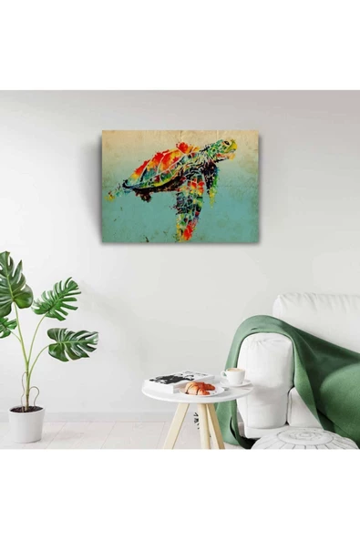 Renkli Kaplumbağa Canvas Tablo (50x70) - Resim 3