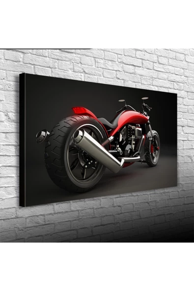 Kırmızı Naked Motor Canvas Tablo (60x120)