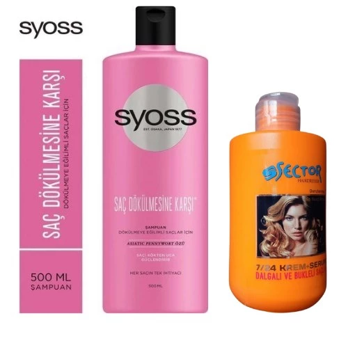 Syoss Saç Dökülmesine Karşı Şampuan 500 Ml + Sector 7/24 Saç Şekillendirici Krem