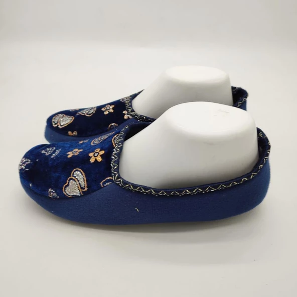 Kalp İşlemeli Kadın Patik Mavi Renk - 12