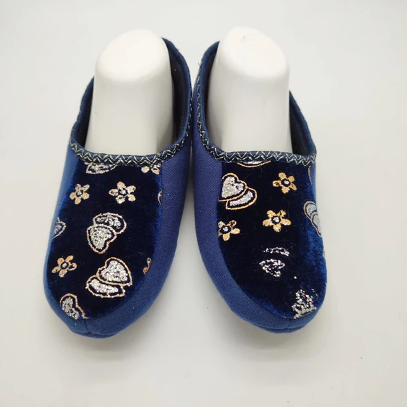 Kalp İşlemeli Kadın Patik Mavi Renk - 11