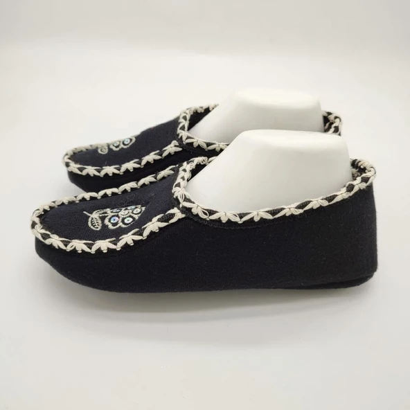 Örme Dikişli Çiçek Desenli Kadın Patik Siyah renk - 12