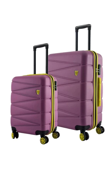 Louisiana Polo Büyük Ve Kabin Boy 2'li Valiz Seti  4x2 Teker Pembe 1164