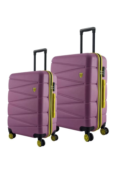 Louisiana Polo Büyük Ve Orta Boy 2'li Valiz Seti  4x2 Teker Pembe 1164