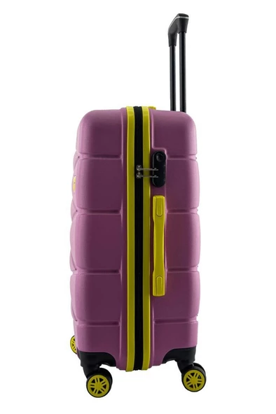 Louisiana Polo 3'lü Valiz Seti ABS Valiz 4x2 Teker Pembe 1164 - 4