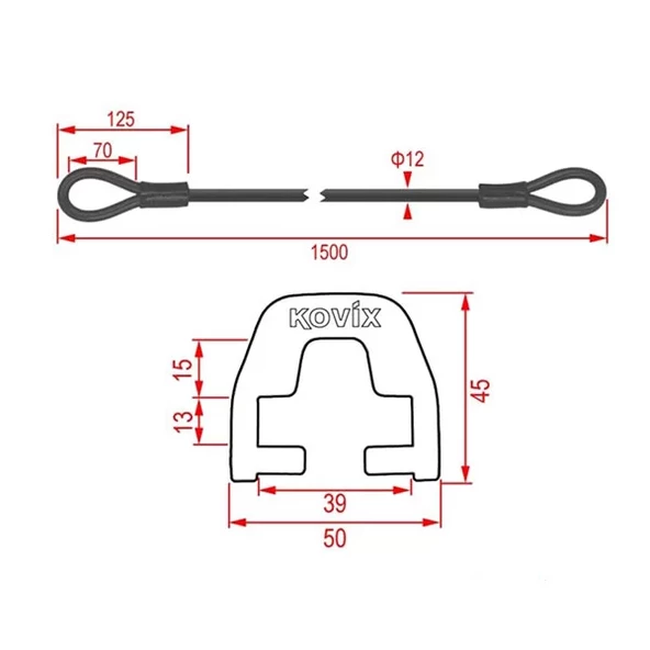 KOVIX KZA-150 ÇELİK KİLİT + KD6 BAĞLANTI ADAPTÖRÜ - Resim 3