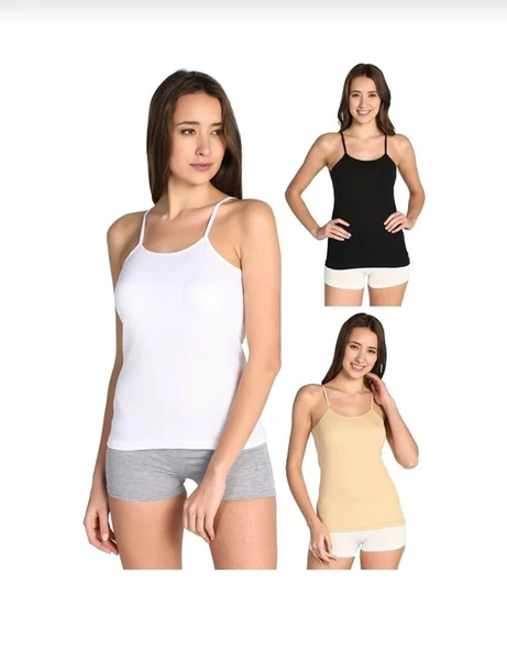 NBB 2433 BAYAN DİKİŞSİZ İP ASKILI KARIŞIK RENKLİ ATLET 6 ADET ürün görseli