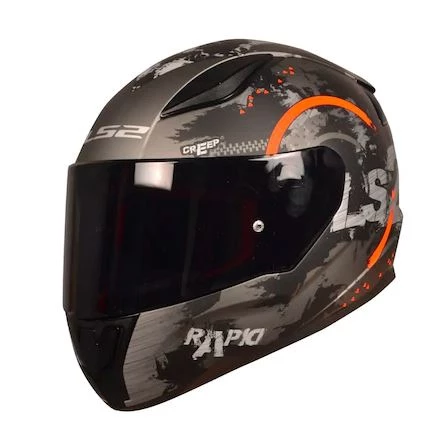 LS2 RAPID CIRCLE MAT TITANIUM-TURUNCU KASK ( SİYAH+BEYAZ CAM ) - 1