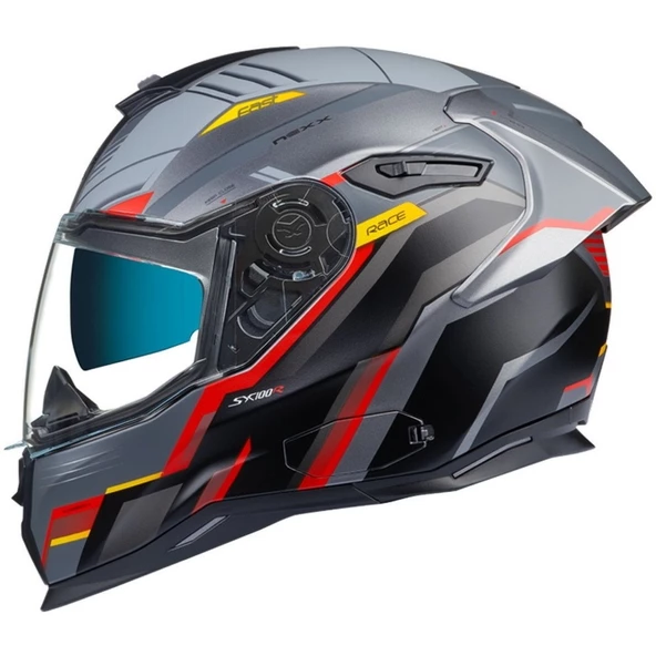 NEXX SX.100R GRIDLINE MAT GRİ-KIRMIZI KASK