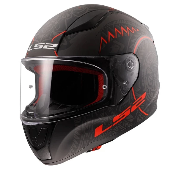 LS2 RAPID TAKAROA MAT SİYAH-KIRMIZI KASK