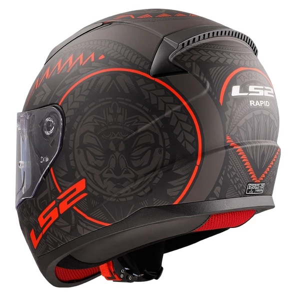 LS2 RAPID TAKAROA MAT SİYAH-KIRMIZI KASK - 7