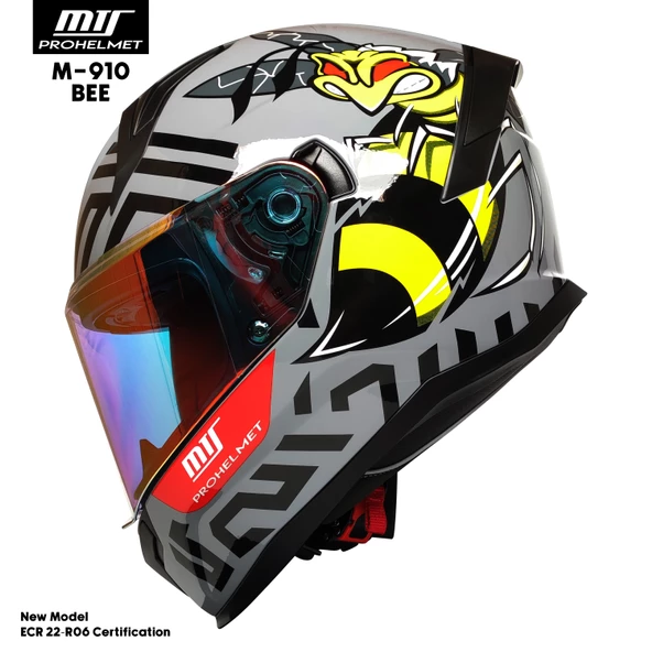 MTS M-910 BEE GÜNEŞ VİZÖRLÜ KASK (KIRMIZI CAMLI) - 2
