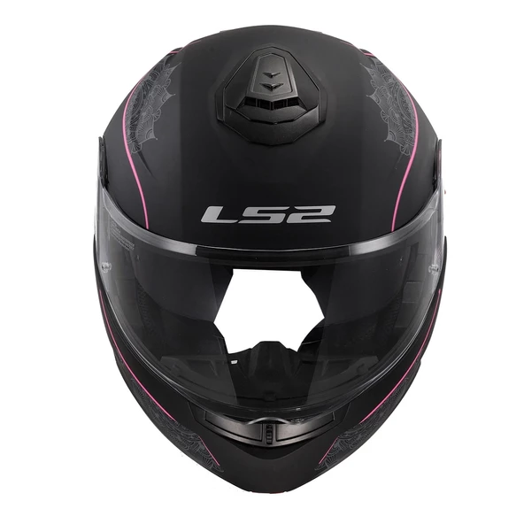 LS2 STROBE 2 LUX MAT SİYAH-PEMBE ÇENE AÇILIR KASK - 2