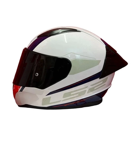 LS2 RAPID 2 RACE DRIVEWAY BEYAZ-MAVİ-KIRMIZI KASK (SİYAH+ŞEFFAF CAM+SPOILER) - 4