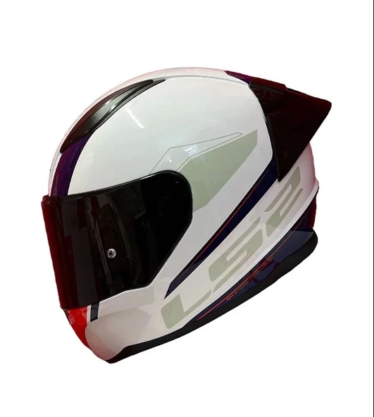 LS2 RAPID 2 RACE DRIVEWAY BEYAZ-MAVİ-KIRMIZI KASK (SİYAH+ŞEFFAF CAM+SPOILER) - 2