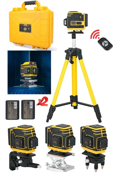 Staxx 12 Köşe 360° Yatay Dikey Çapraz Tripot Bağlantılı Kumandalı Ve Çantalı Lazer Metre Hizalama - 2