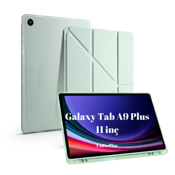 Samsung Galaxy Tab A9 Plus X210 X213 X215 X217 Kılıf Kalem Bölmeli Trifolding Case - 4